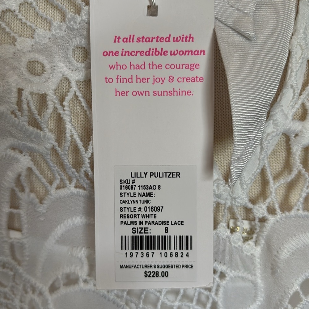 Lilly Pulitzer Oaklynn Tunic - Resort White Palms In Paradise Lace - Picture 12 of 12